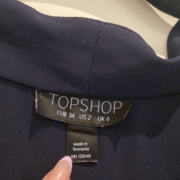 Navy topshop short sleeve blouse - Picture 2 of 2